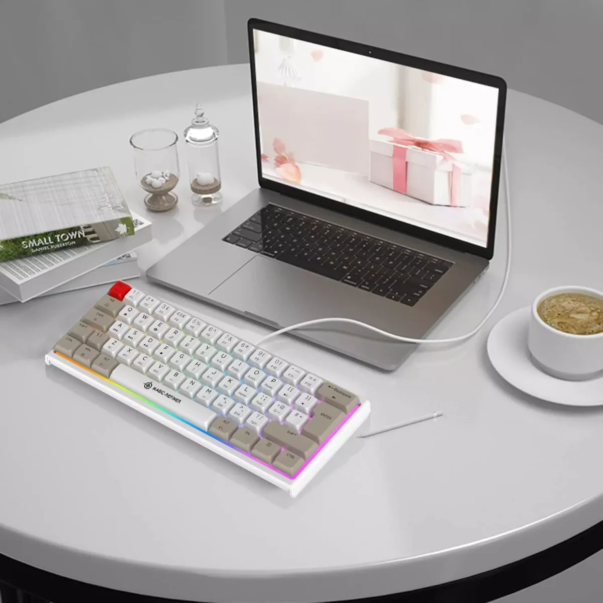 MAGIC-REFINER MK22 60% Gaming Mechanical Keyboard - Red Switch - Dye-Sublimation Keycap - Full RGB 62 Keys - Detachable Type C Cable