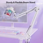 MAONO DGM20S RGB USB Condenser Gaming Microphone With Boom Arm (White)