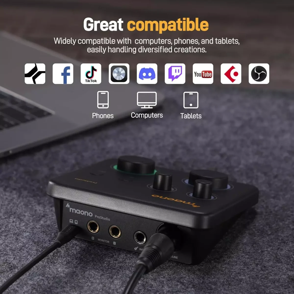 MAONO PS22 Lite USB Audio Interface with XLR Input 24-bit192kHz Routing Software LOOPBACK ASIO Driver
