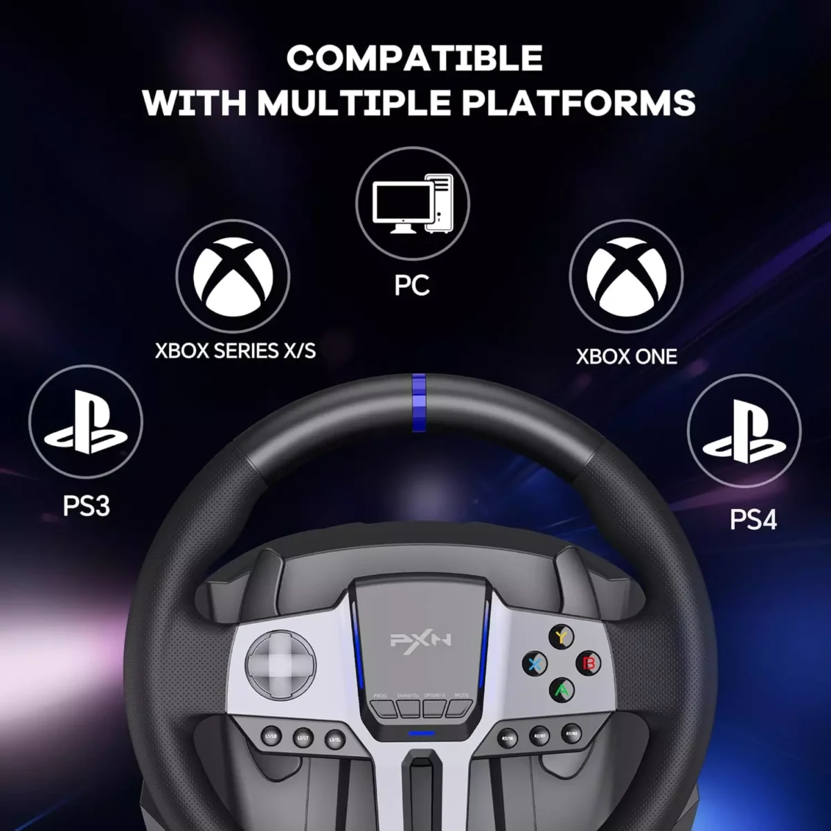 PXN V9 Gen2 Racing Wheel Steering Wheel Driving Wheel 270°/ 900° Degree Vibration Gaming Steering Wheel with Shifter and Pedal for PS4,PC,PS3,Xbox Series X|S, Xbox One