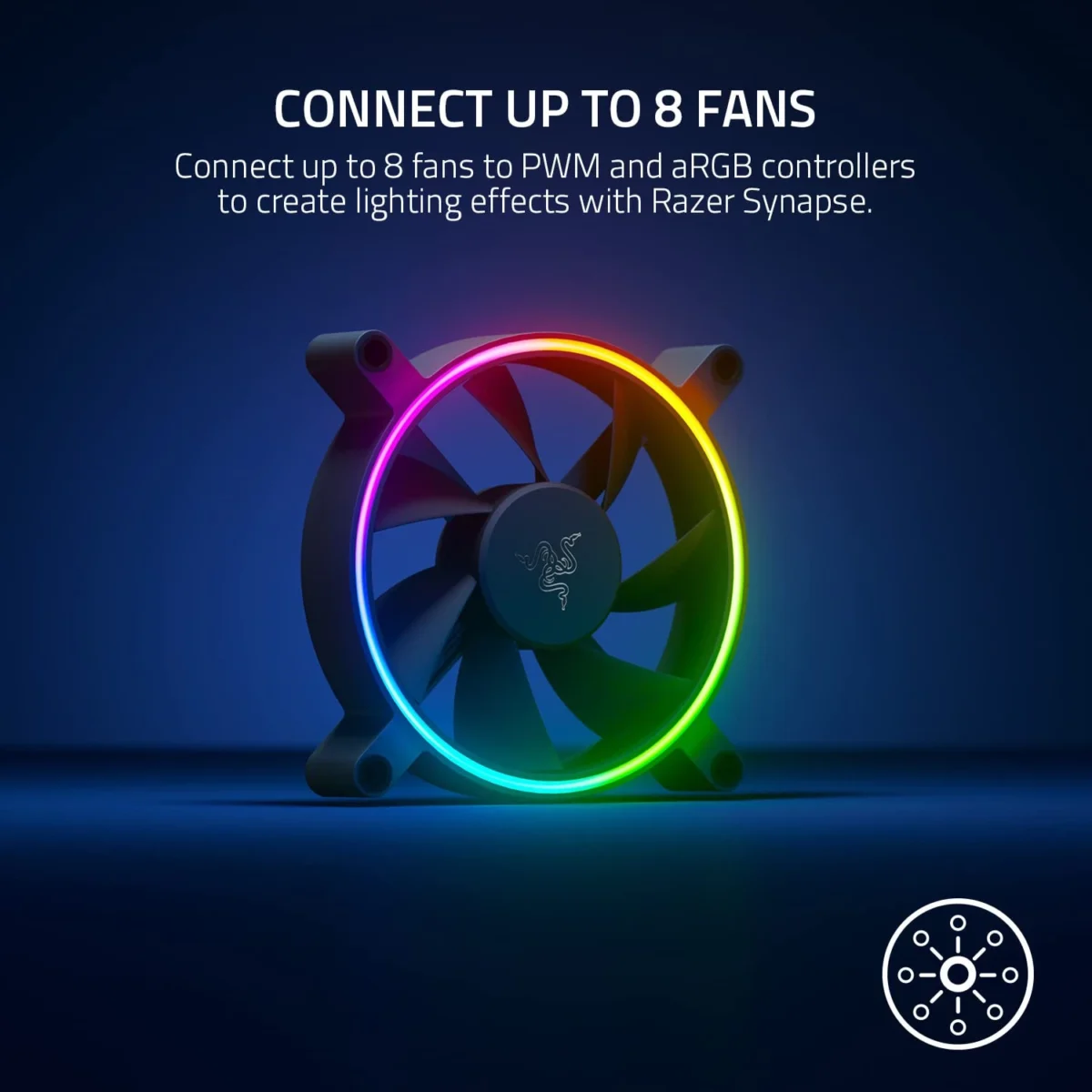 Razer Kunai Hydraulic 120MM aRGB PC Fan Quiet, Powerful aRGB Fan - PWM Fan Controller Support - Powered by Razer Chroma RGB - 1 Fan