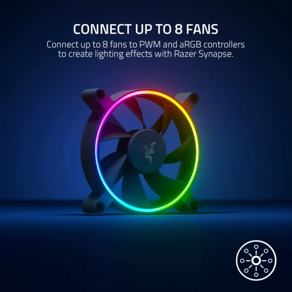 Razer Kunai Hydraulic 120MM aRGB PC Fan Quiet, Powerful aRGB Fan - PWM Fan Controller Support - Powered by Razer Chroma RGB - 1 Fan