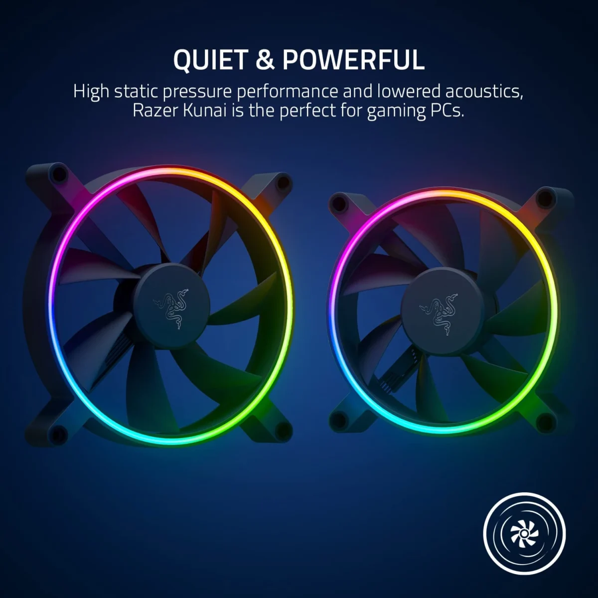Razer Kunai Hydraulic 120MM aRGB PC Fan Quiet, Powerful aRGB Fan - PWM Fan Controller Support - Powered by Razer Chroma RGB - 1 Fan