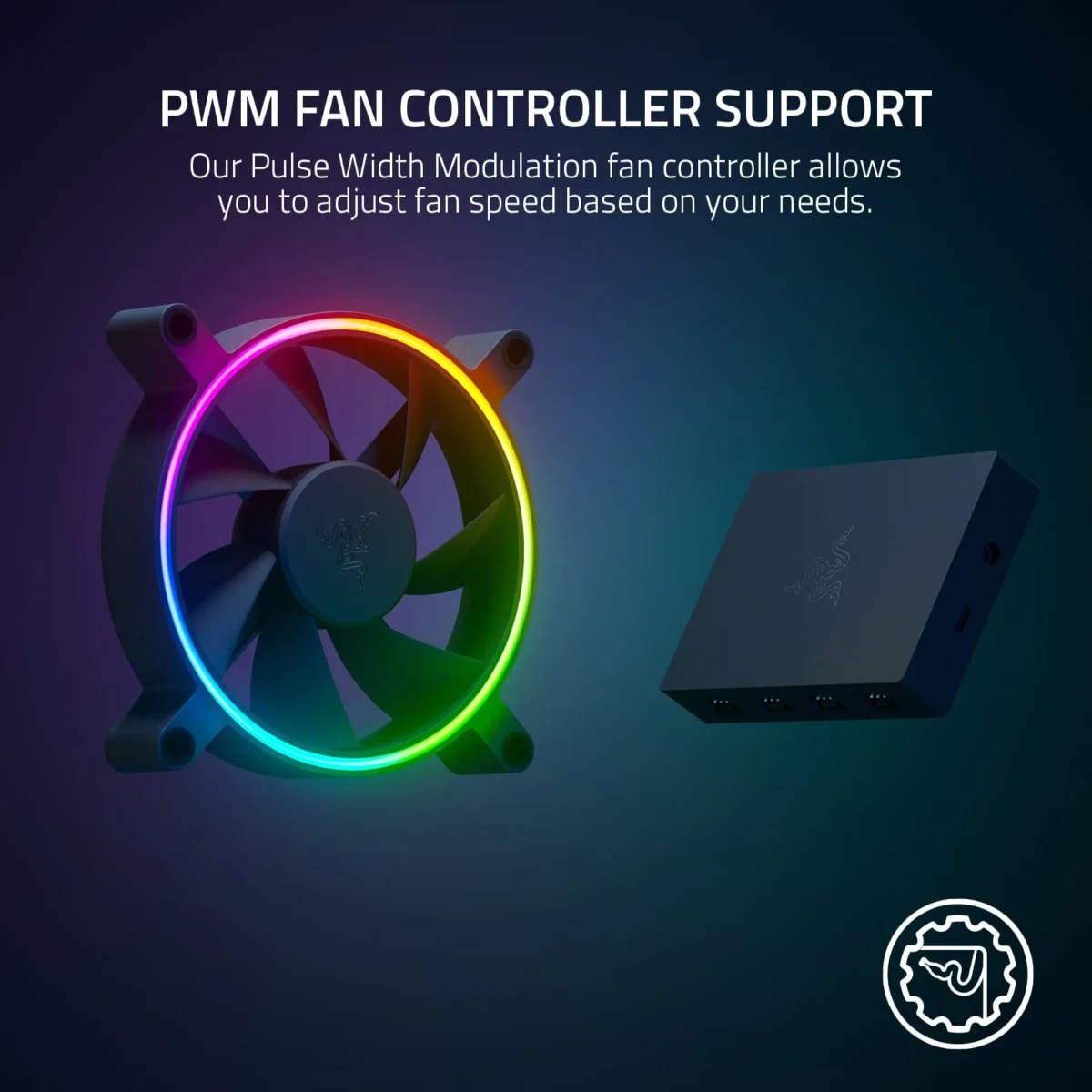 Razer Kunai Hydraulic 120MM aRGB PC Fan Quiet, Powerful aRGB Fan - PWM Fan Controller Support - Powered by Razer Chroma RGB - 1 Fan