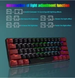JEDEL KL69 60% Gaming Mechanical Keyboard - Blue Switches - Rainbow LED Lighting (English & Arabic)