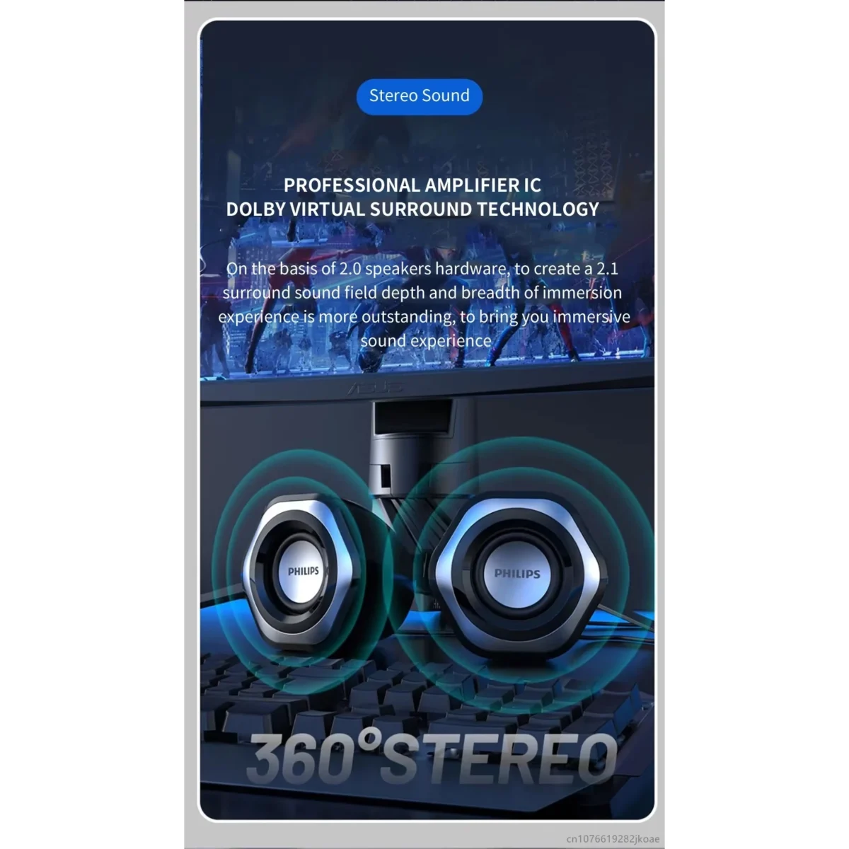 Philips SPA2209 Desktop Speakers 5W - 2.0 Channel Stereo - USB Powered + 3.5mm Cable - Image 5
