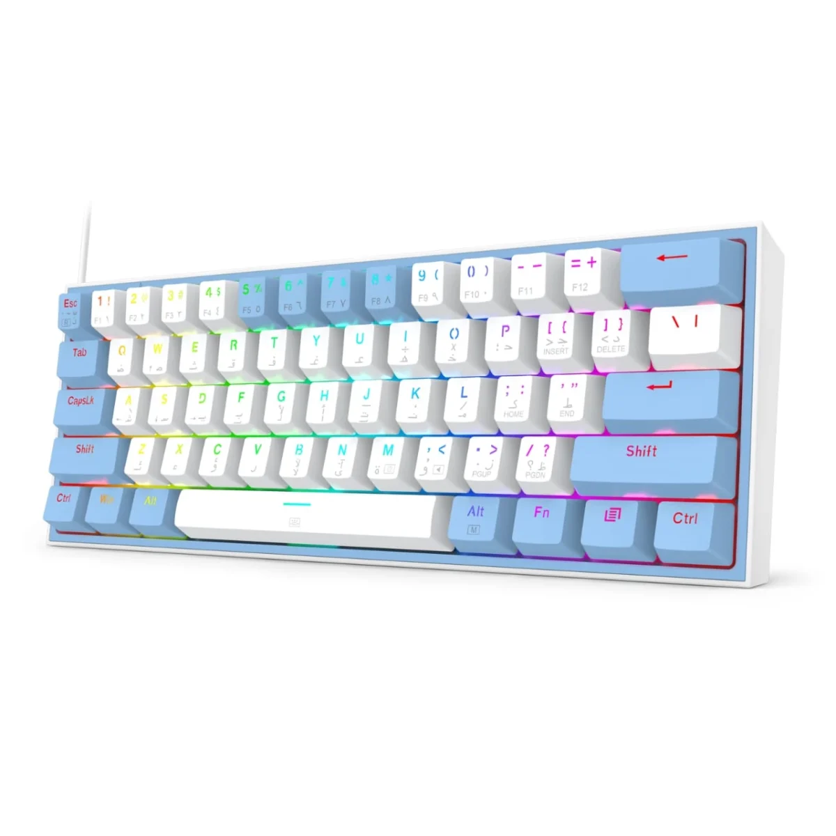 REDRAGON K617 Fizz RGB 60% Gaming Mechanical Keyboard - Red Switches (White Blue) - Image 2