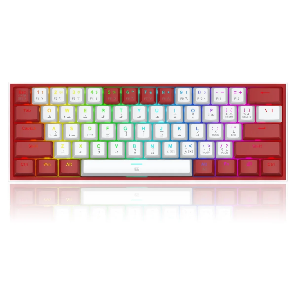 REDRAGON K617 Fizz RGB 60% Gaming Mechanical Keyboard - Red Switches (White Red)