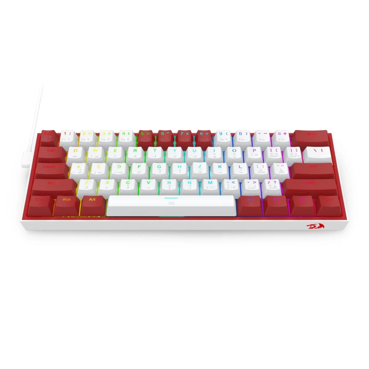 REDRAGON K617 Fizz RGB 60% Gaming Mechanical Keyboard - Red Switches (White Red)