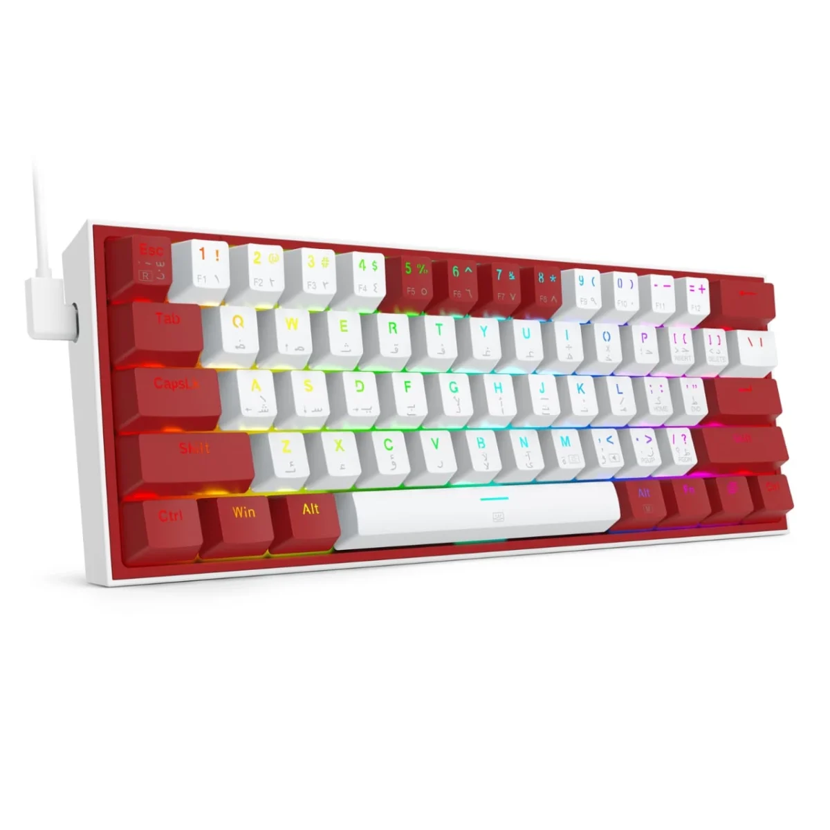 REDRAGON K617 Fizz RGB 60% Gaming Mechanical Keyboard - Red Switches (White Red)