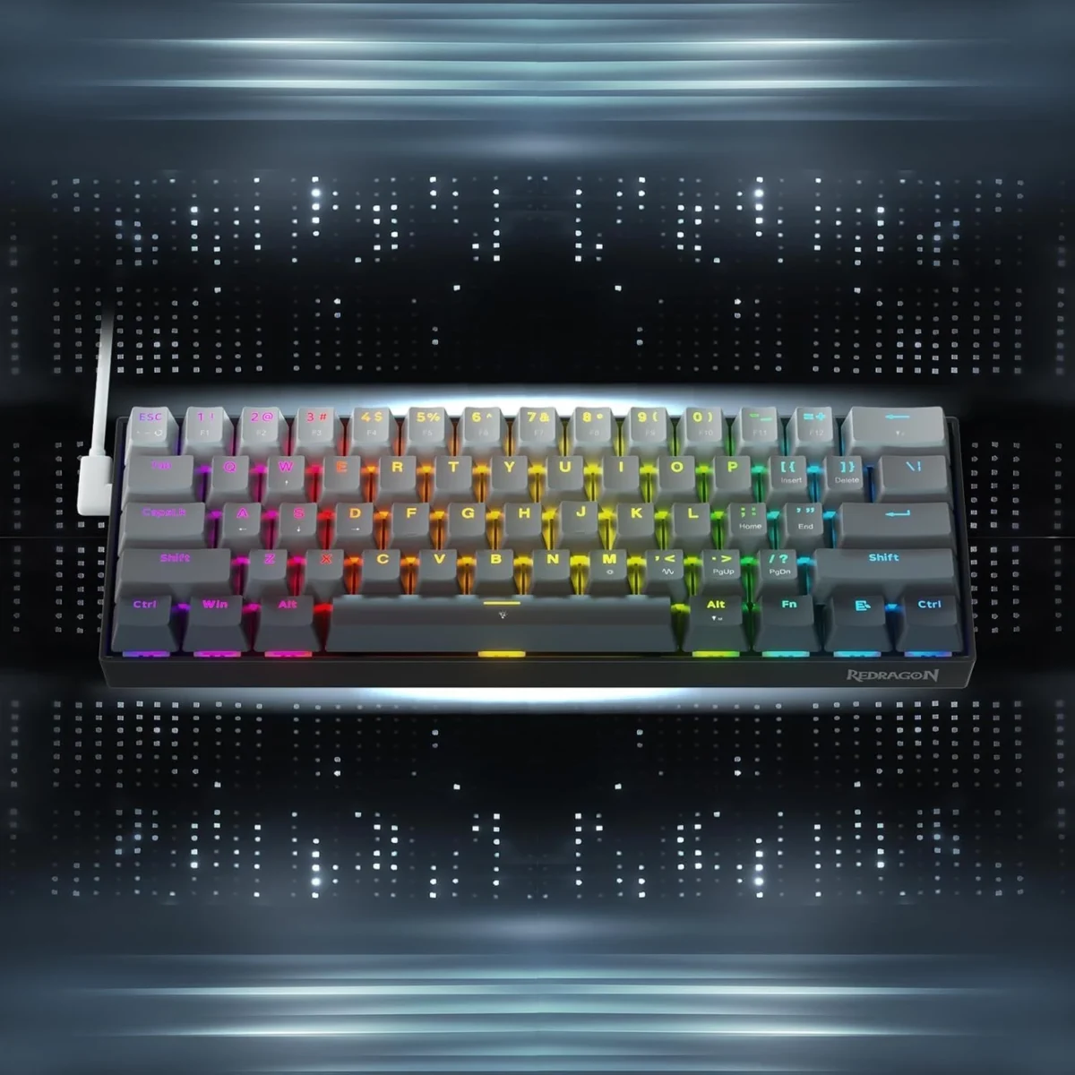 Redragon K617 Rapid Trigger Gaming Mechanical Keyboard w/Hyper-Fast Actuation, Dedicated Magnetic Switch, Actuation Point Adjustable, 8K Hz Polling Rate, Misty Grey