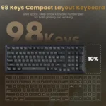 Redragon K688 3 Mode Wireless, Bluetooth, Wired RGB Gaming Mechanical Keyboard, Gasket Mounted with Volume Knob, Pre-Lubed Linear Switches, MDA-Profile, 98 Keys Hot Swappable Creamy (Black Gray)