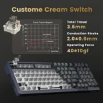 Redragon K688 3 Mode Wireless, Bluetooth, Wired RGB Gaming Mechanical Keyboard, Gasket Mounted with Volume Knob, Pre-Lubed Linear Switches, MDA-Profile, 98 Keys Hot Swappable Creamy (Black Gray)