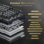 Redragon K688 3 Mode Wireless, Bluetooth, Wired RGB Gaming Mechanical Keyboard, Gasket Mounted with Volume Knob, Pre-Lubed Linear Switches, MDA-Profile, 98 Keys Hot Swappable Creamy (Black Gray)