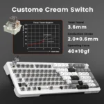 Redragon K688 3 Mode Wireless, Bluetooth, Wired RGB Gaming Mechanical Keyboard, Gasket Mounted with Volume Knob, Pre-Lubed Linear Switches, MDA-Profile, 98 Keys Hot Swappable Creamy (Black Gray) (Copy)