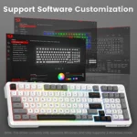 Redragon K688 3 Mode Wireless, Bluetooth, Wired RGB Gaming Mechanical Keyboard, Gasket Mounted with Volume Knob, Pre-Lubed Linear Switches, MDA-Profile, 98 Keys Hot Swappable Creamy (Black Gray) (Copy)