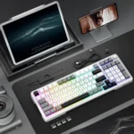 Redragon K688 3 Mode Wireless, Bluetooth, Wired RGB Gaming Mechanical Keyboard, Gasket Mounted with Volume Knob, Pre-Lubed Linear Switches, MDA-Profile, 98 Keys Hot Swappable Creamy (Black Gray) (Copy)