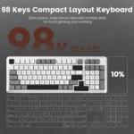 Redragon K688 3 Mode Wireless, Bluetooth, Wired RGB Gaming Mechanical Keyboard, Gasket Mounted with Volume Knob, Pre-Lubed Linear Switches, MDA-Profile, 98 Keys Hot Swappable Creamy (Black Gray) (Copy)