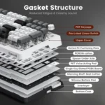 Redragon K688 3 Mode Wireless, Bluetooth, Wired RGB Gaming Mechanical Keyboard, Gasket Mounted with Volume Knob, Pre-Lubed Linear Switches, MDA-Profile, 98 Keys Hot Swappable Creamy (Black Gray) (Copy)