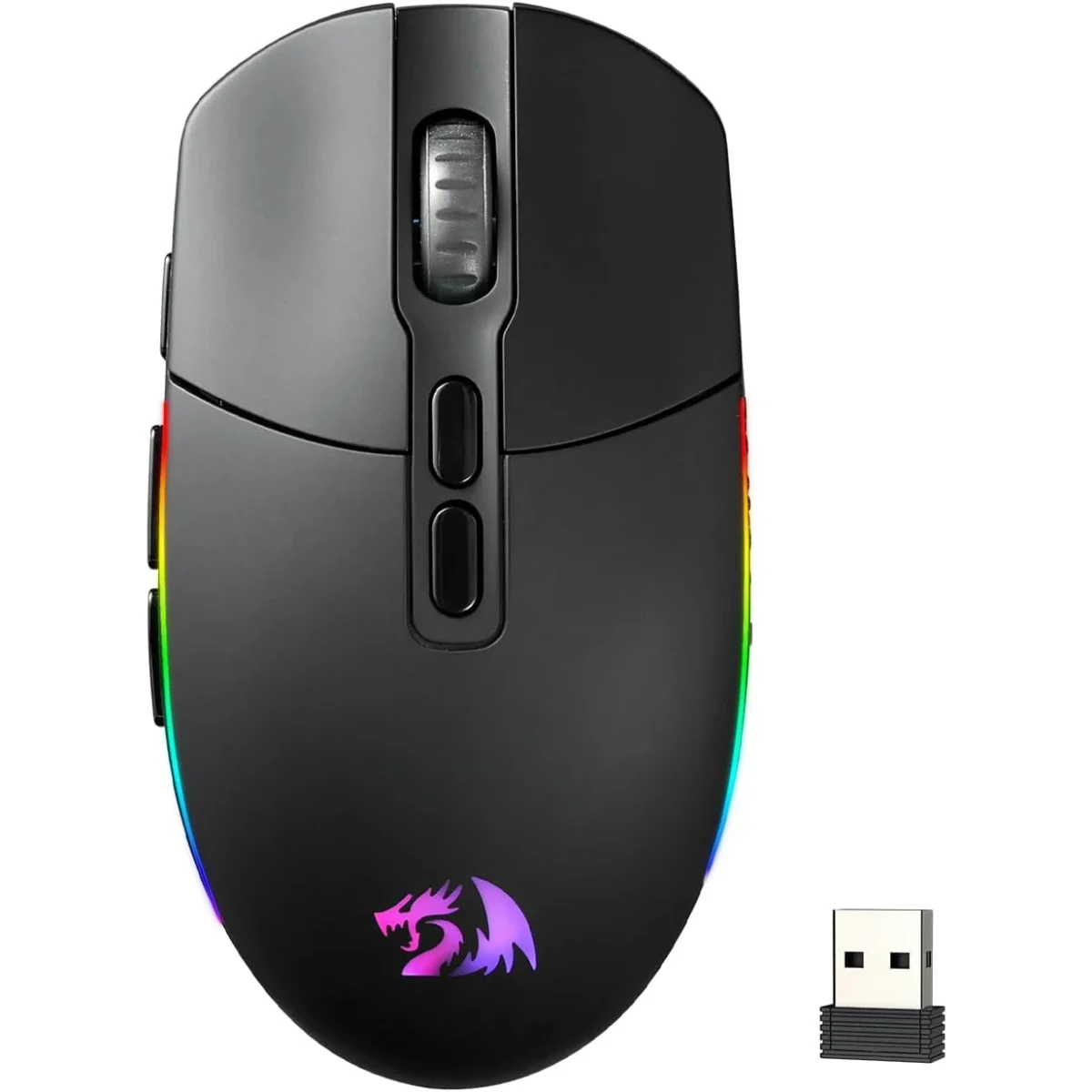 Redragon M719 Pro Rechargable Wireless Gaming Mouse, 8 Programmable Buttons, RGB Backlit, Optical Sesnor 10,000 DPI