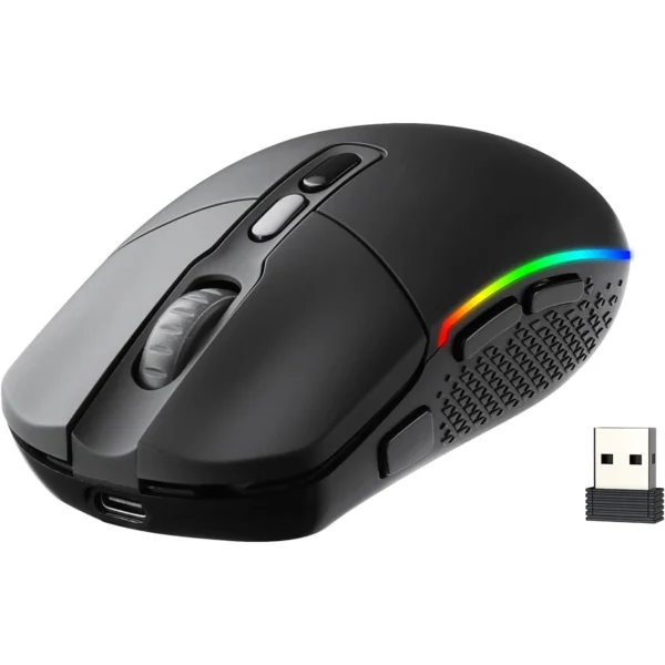 Redragon M719 Pro Rechargable Wireless Gaming Mouse, 8 Programmable Buttons, RGB Backlit, Optical Sesnor 10,000 DPI