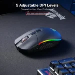Redragon M719 Pro Rechargable Wireless Gaming Mouse, 8 Programmable Buttons, RGB Backlit, Optical Sesnor 10,000 DPI