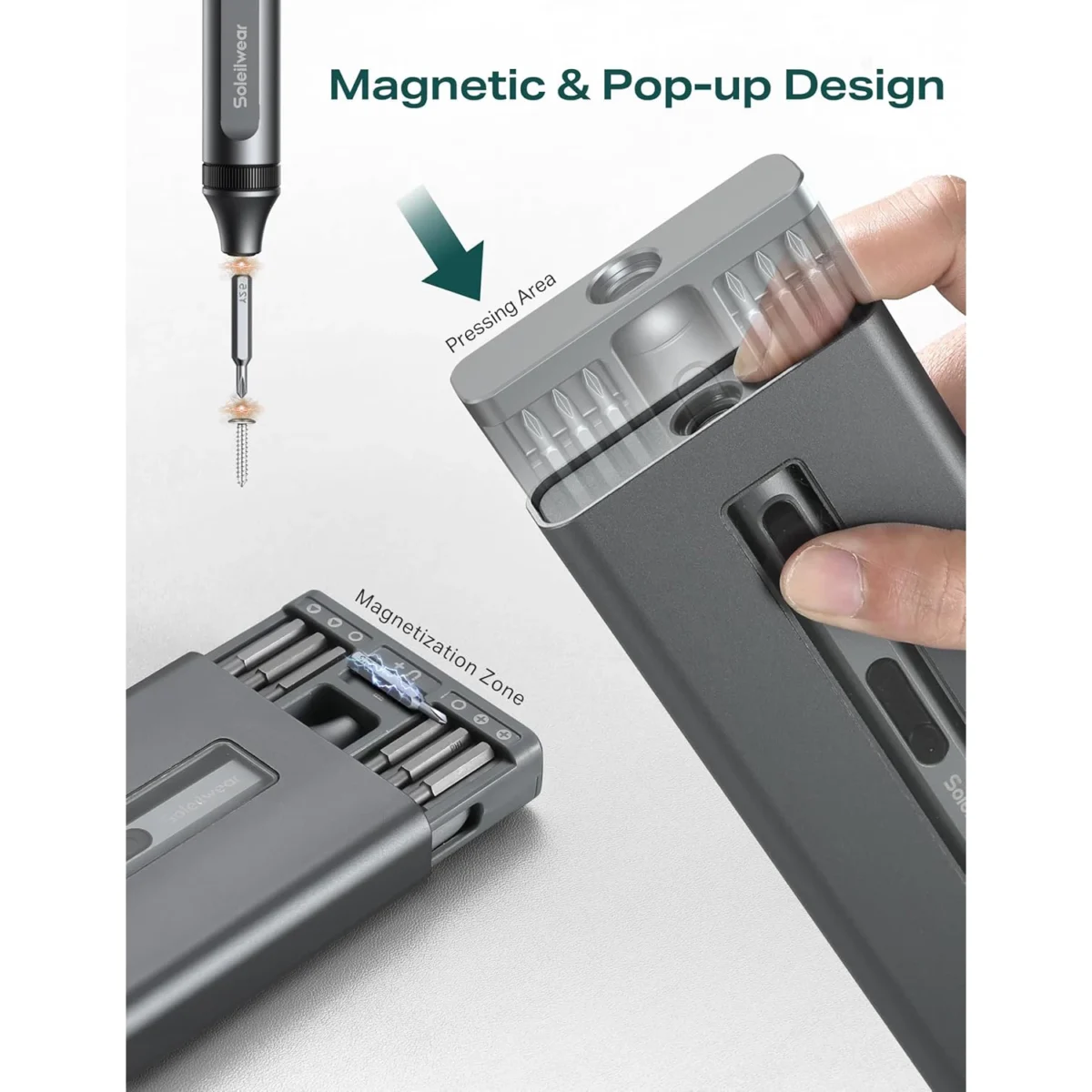 Soleilwear Mini Electric Screwdriver, 52 in 1 Electric Screwdriver Kit with 48 Magnetic Bits