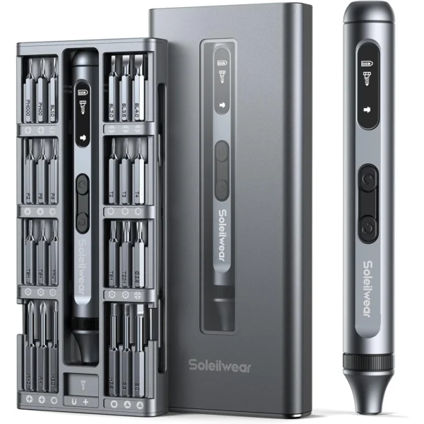 Soleilwear Mini Electric Screwdriver, 52 in 1 Electric Screwdriver Kit with 48 Magnetic Bits