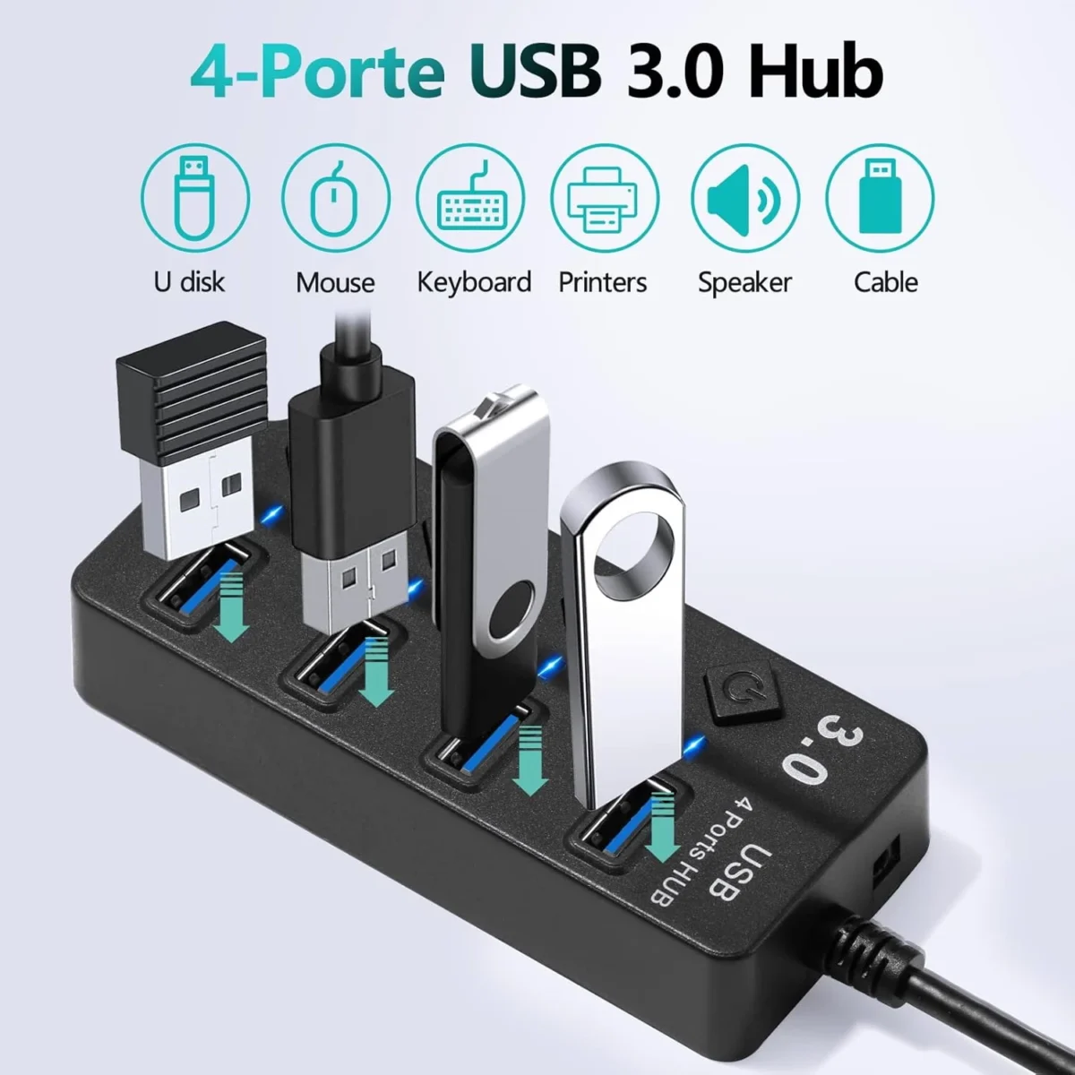 USB 3.0 HUB 4 Ports With Power Switches