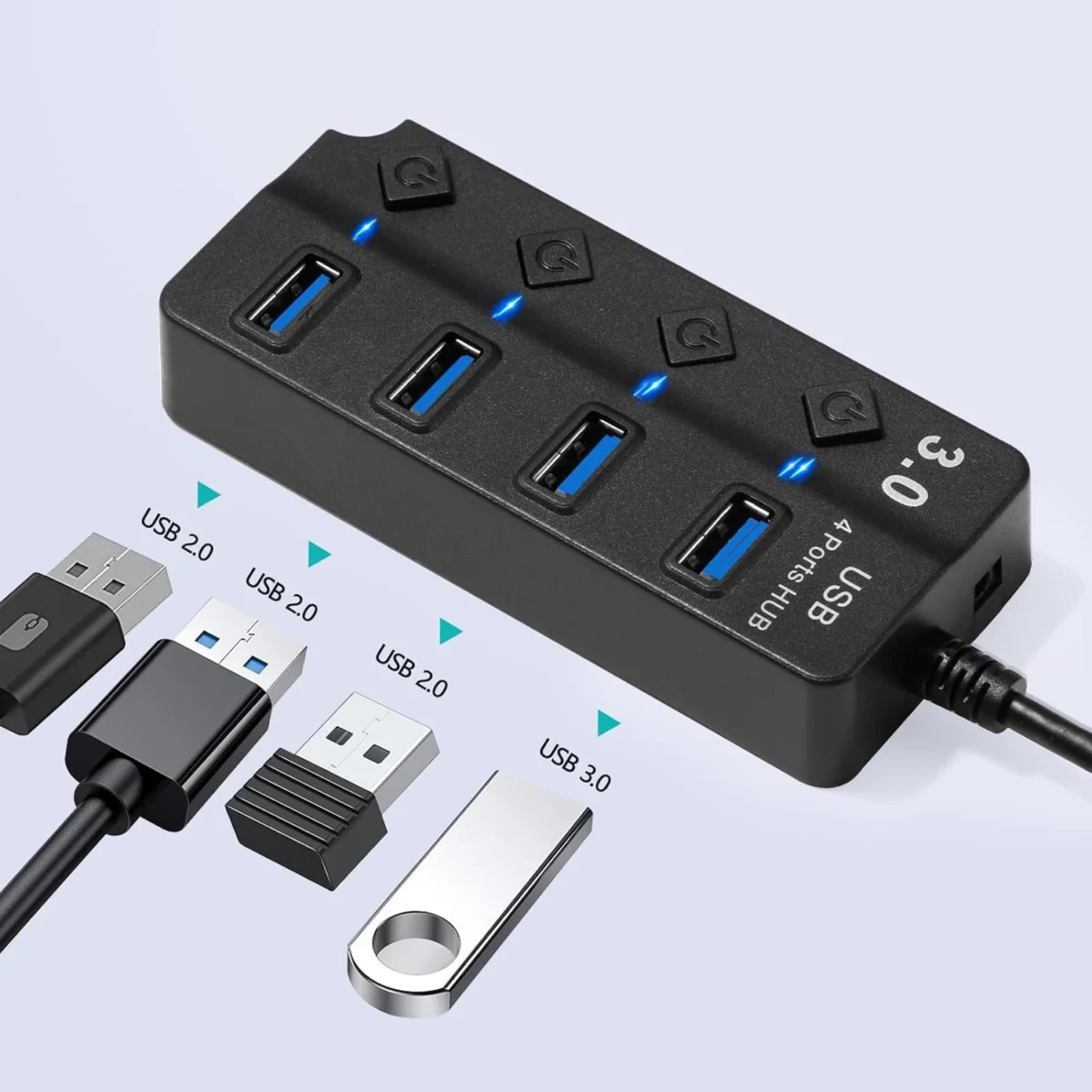 USB 3.0 HUB 4 Ports With Power Switches