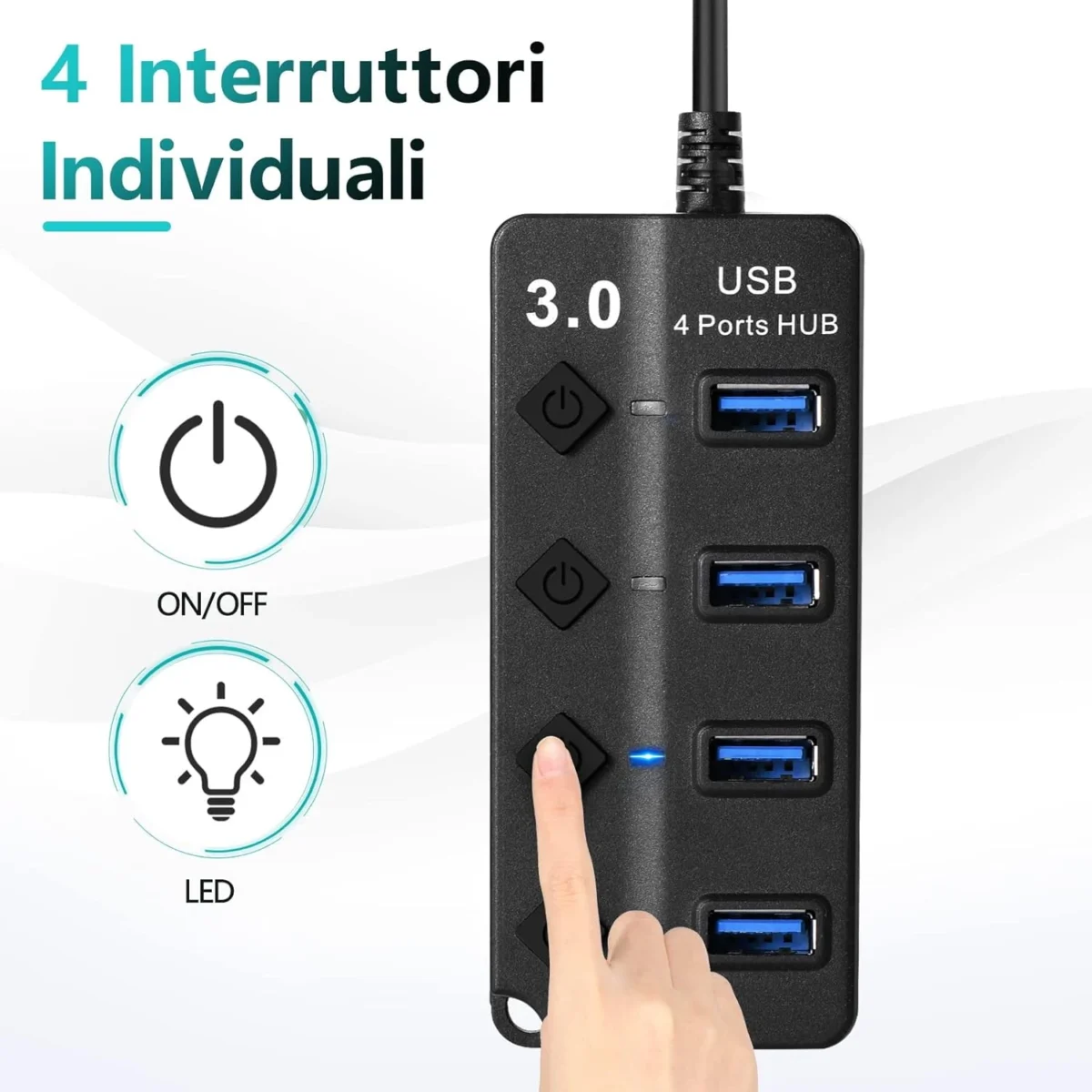 USB 3.0 HUB 4 Ports With Power Switches