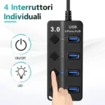 USB 3.0 HUB 4 Ports With Power Switches
