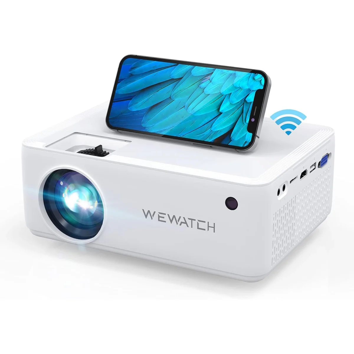 WEWATCH V10 WiFi Video Projector, Wireless Portable with Bluetooth Full HD 1080p Compatible with HDMI, VGA, TV Stick, iPhone, Android