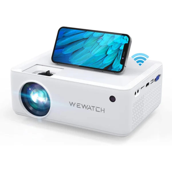 WEWATCH V10 WiFi Video Projector, Wireless Portable with Bluetooth Full HD 1080p Compatible with HDMI, VGA, TV Stick, iPhone, Android