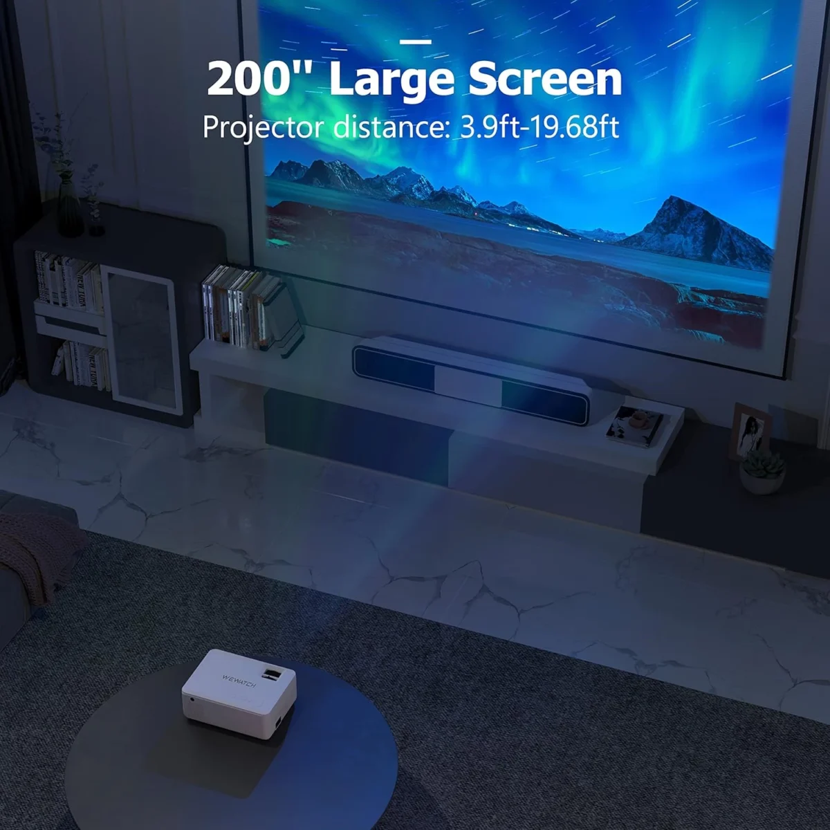 WEWATCH V10 WiFi Video Projector, Wireless Portable with Bluetooth Full HD 1080p Compatible with HDMI, VGA, TV Stick, iPhone, Android