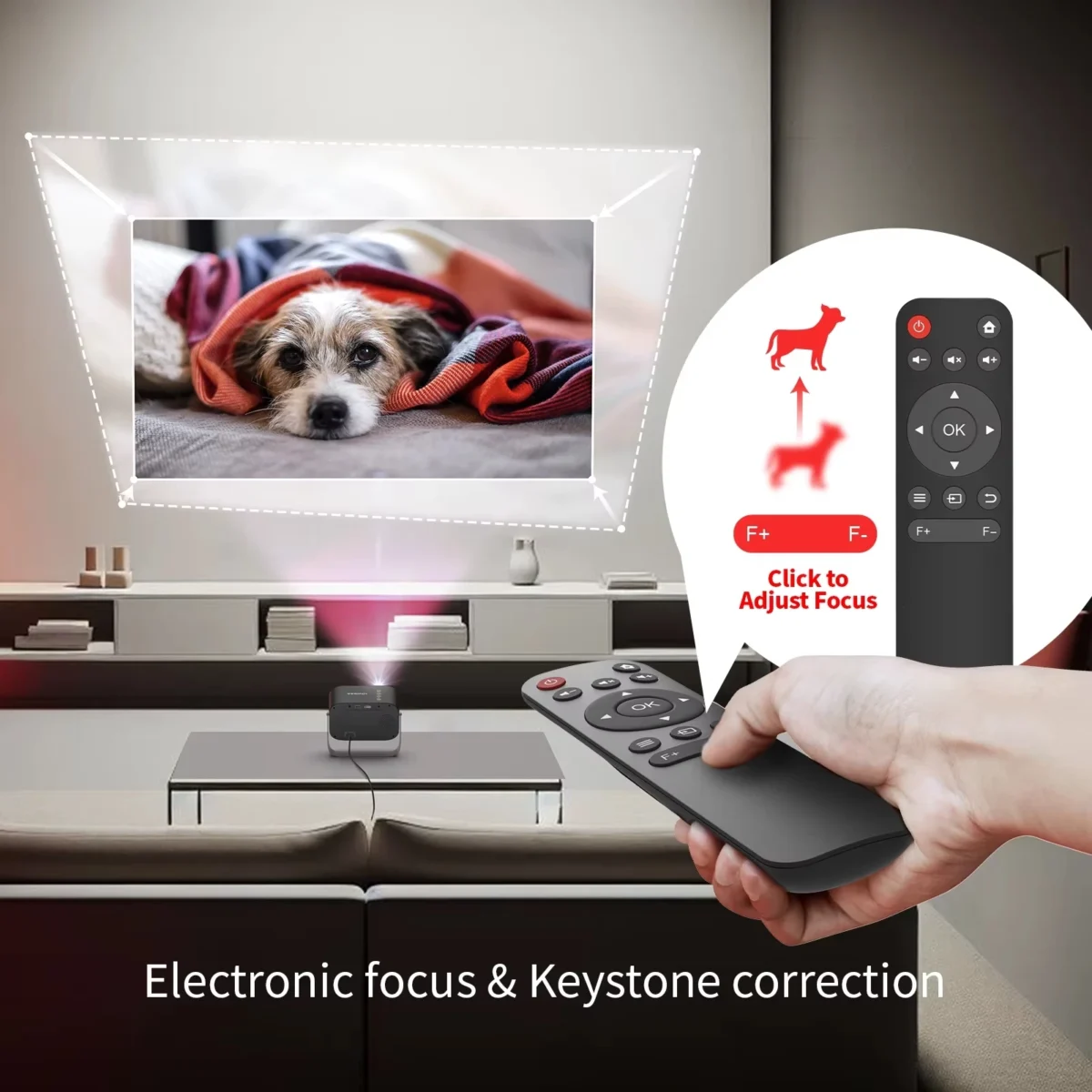 WEWATCH V11 Mini Projector, Electronic Focus, Projection 360°, ±45° Keystone, 14000 Lumens Portable Mini Projector WiFi Bluetooth, Home Video Projectors for PhonePS5USBHDMI
