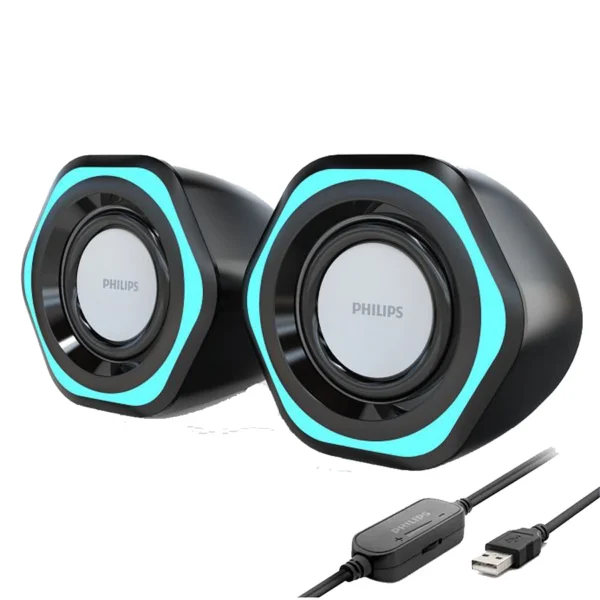 Philips SPA3208 Desktop Speakers 5W - 2.0 Channel Stereo - USB Powered + 3.5mm Cable