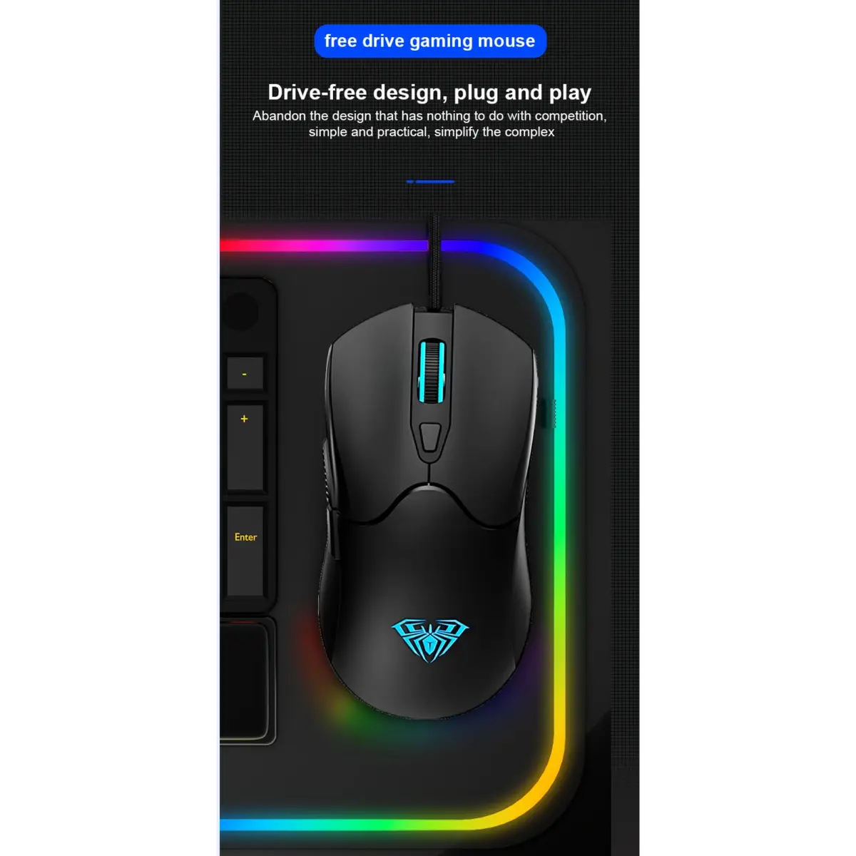 AULA S13 Gaming Mouse - 3,600 DPI - 110 Gram - 6 Buttons (Black)
