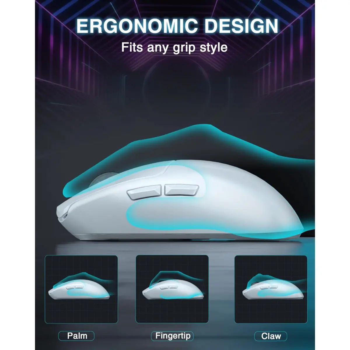 AULA SC580 3 Mode Wireless,Bluetooth & Wired Gaming Mouse - Optical Sensor 10,000 DPI - 1000 Hz Pooling Rate - 70 Hour Battery