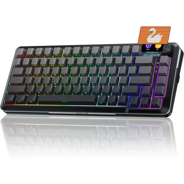 REDRAGON K708GG FLEKACT PRO RGB Gaming Mechanical Keyboard, BT/2.4Ghz/Wired 3-Mode, Leopard L Switch Linear (Gradient Gray)