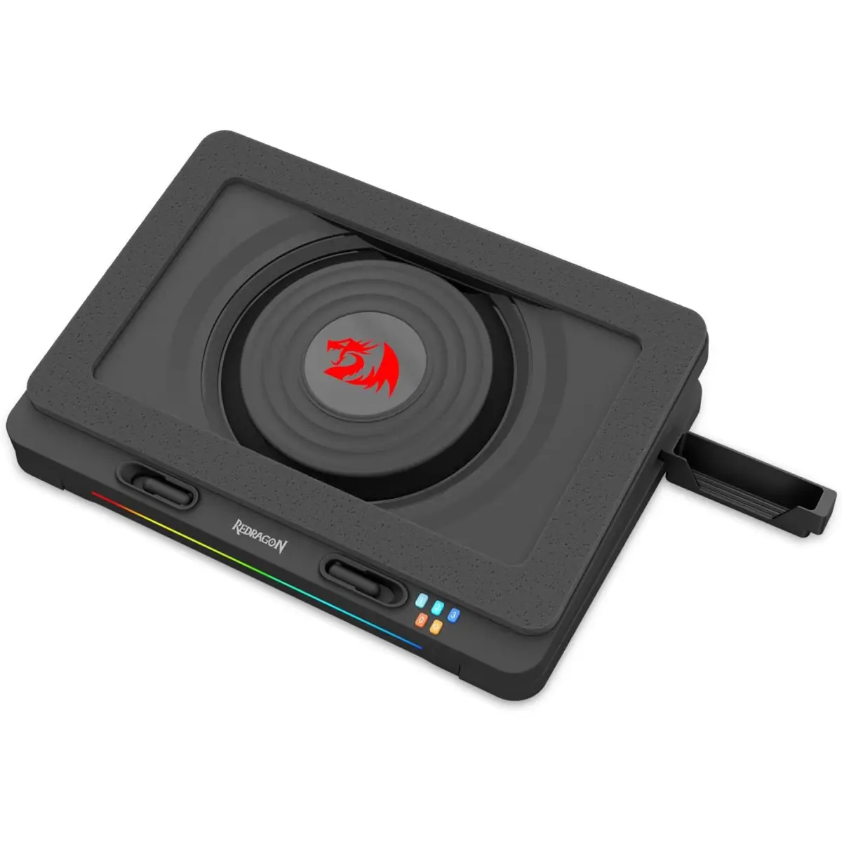 Redragon GCP512 Laptop Cooling Pad with 5.9" Fan, Rapid Cooling for 15-17 Inch Laptops, Variable Speed Control, 4 Adjustable Heights, RGB Quiet Cooling Pad with Phone Stand