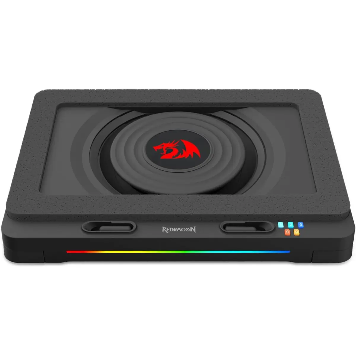 Redragon GCP512 Laptop Cooling Pad with 5.9" Fan, Rapid Cooling for 15-17 Inch Laptops, Variable Speed Control, 4 Adjustable Heights, RGB Quiet Cooling Pad with Phone Stand
