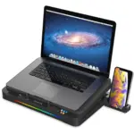 Redragon GCP512 Laptop Cooling Pad with 5.9" Fan, Rapid Cooling for 15-17 Inch Laptops, Variable Speed Control, 4 Adjustable Heights, RGB Quiet Cooling Pad with Phone Stand