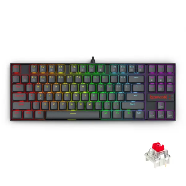 Redragon K552 Elite KUMARA Mechanical Gaming Keyboard - Red Switches - Rainbow (Black)