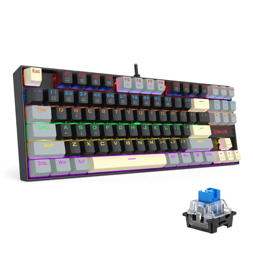 Redragon K552LGY KUMARA Mechanical Gaming Keyboard - Blue Switches - Rainbow LED