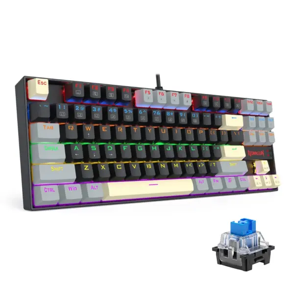 Redragon K552LGY KUMARA Mechanical Gaming Keyboard - Blue Switches - Rainbow LED