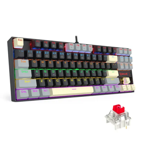 Redragon K552LGY KUMARA Mechanical Gaming Keyboard - Red Switches - Rainbow LED