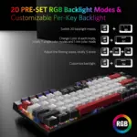 Redragon K635 RGB Mechanical Keyboard Bluetooth/2.4G-Wireless/USB-C Red Switches