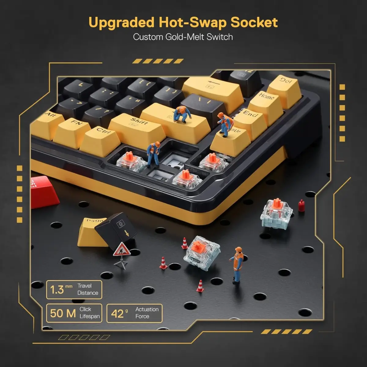 Redragon K649 ELF PRO 78% Gasket Wired RGB Mechanical Keyboard Upgraded Socket, Sound Absorbing Foams, Red Switch