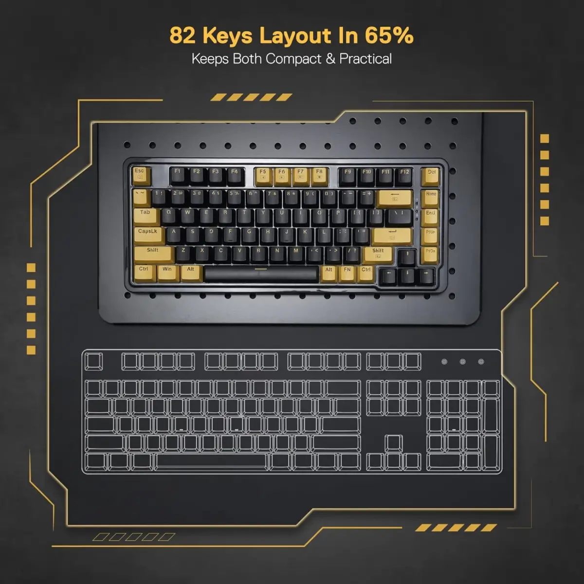 Redragon K649 ELF PRO 78% Gasket Wired RGB Mechanical Keyboard Upgraded Socket, Sound Absorbing Foams, Red Switch